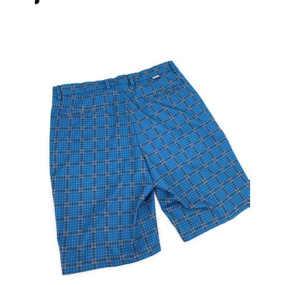 Greg Norman Mens Golf Shorts Sz 34 Blue Peach Flat Front - Picture 3 of 7